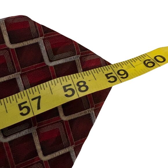 Stafford Red Geometric Silk Necktie Mens Tie Accessory Office Work Formal Gift - Picture 8 of 8